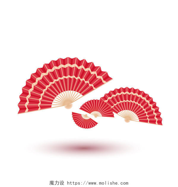 中国风新年装饰扇子素材国潮边框扇子